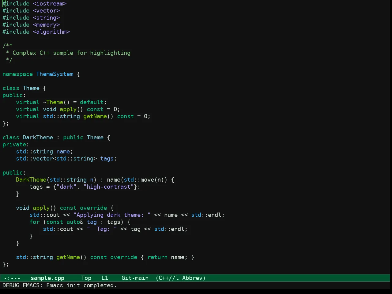 Ef Bio Theme in c++-mode