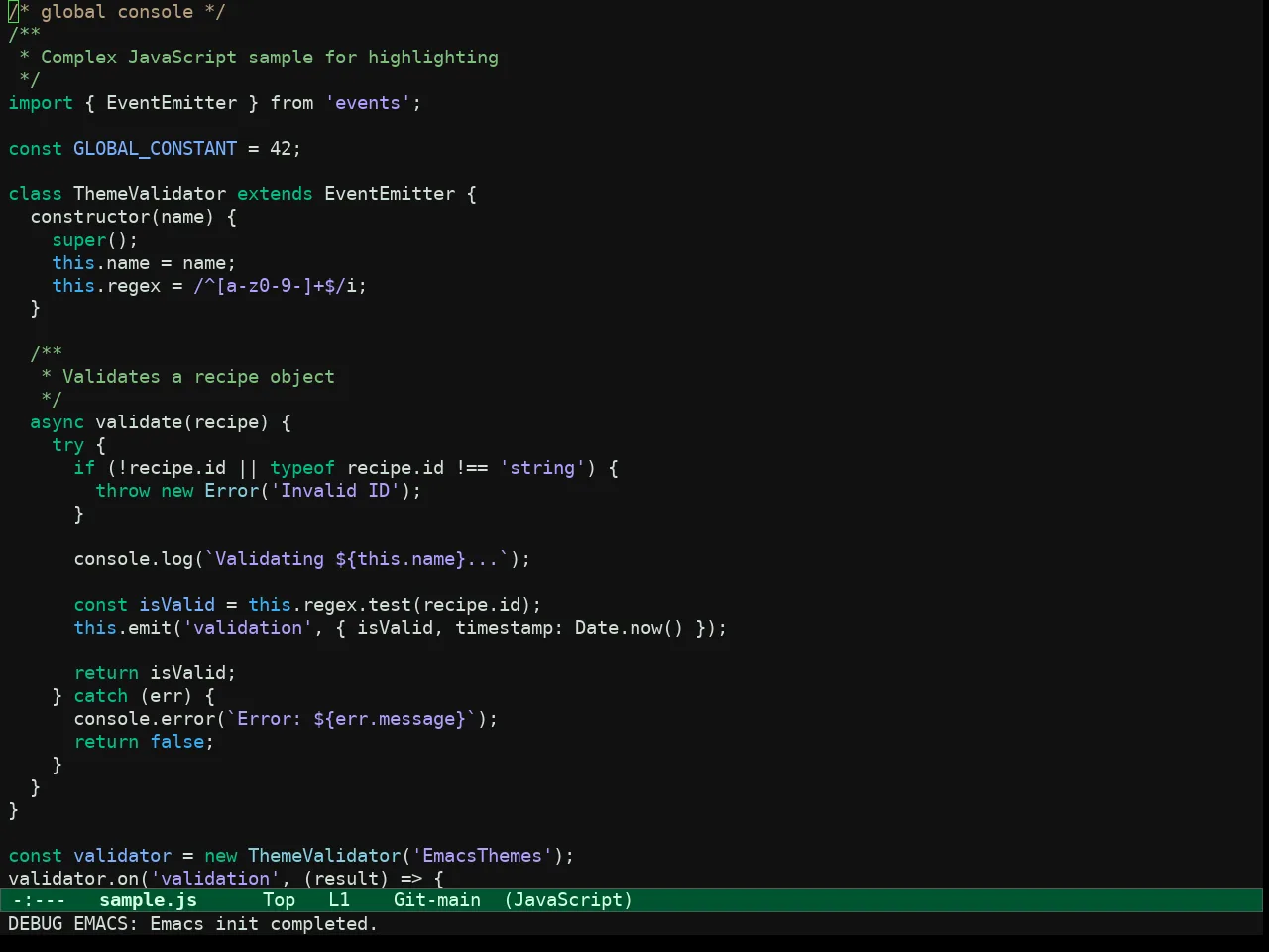 Ef Bio Theme in javascript-mode