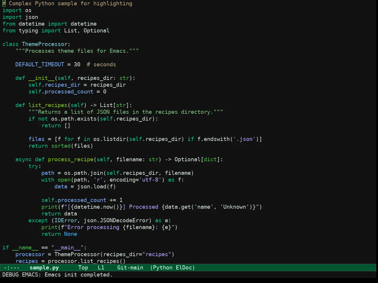 Ef Bio Theme in python-mode