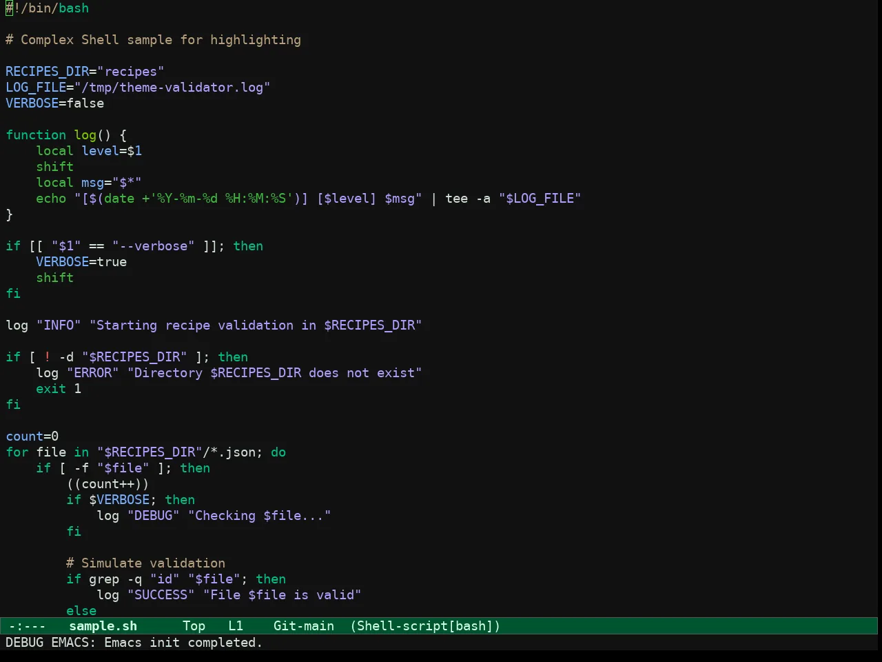 Ef Bio Theme in sh-mode