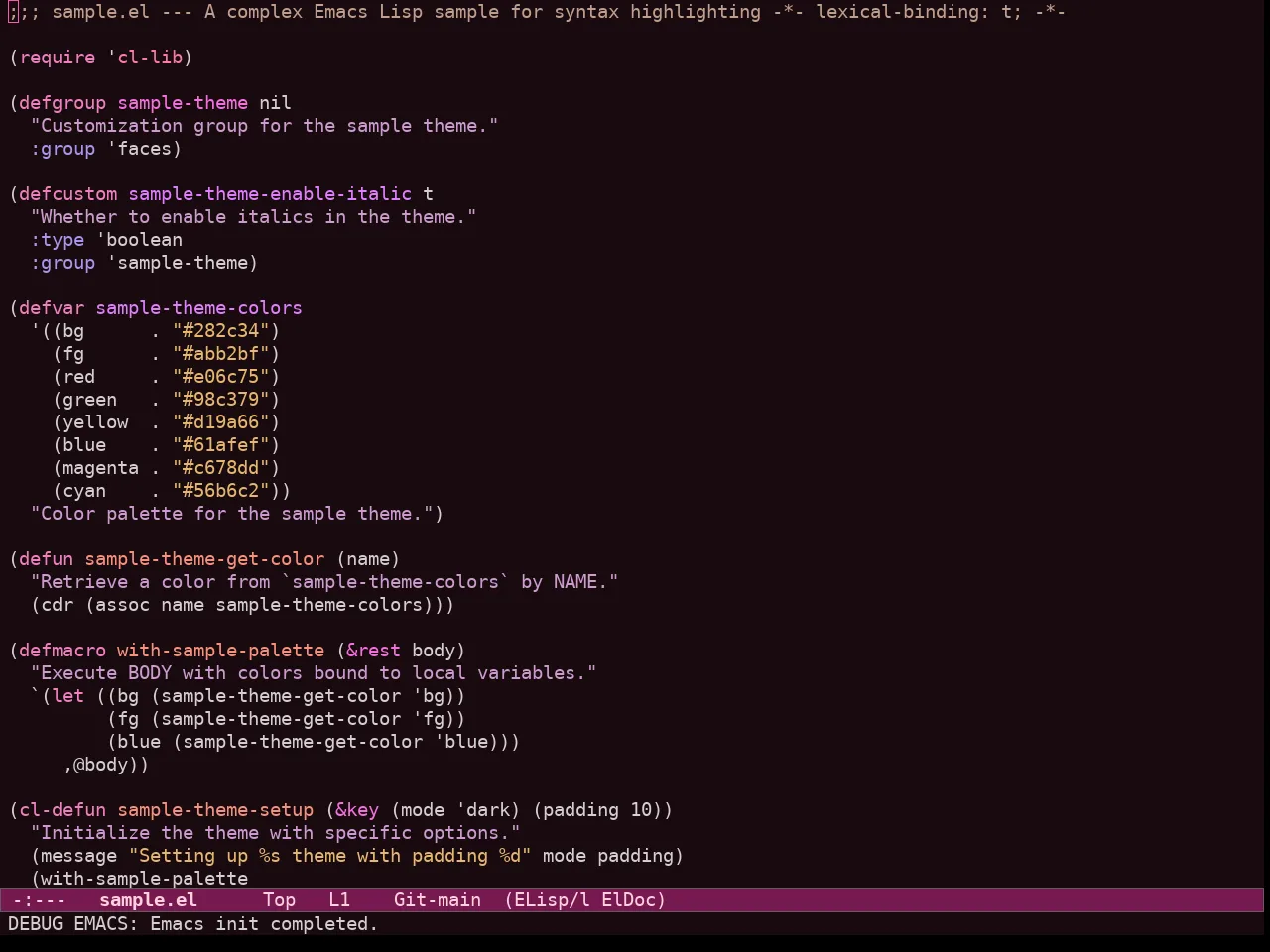 Ef Cherie Theme in emacs-lisp-mode