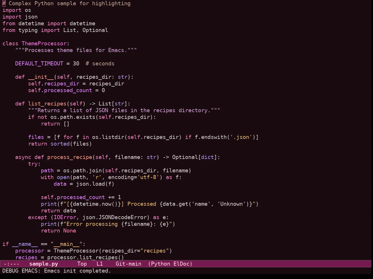 Ef Cherie Theme in python-mode