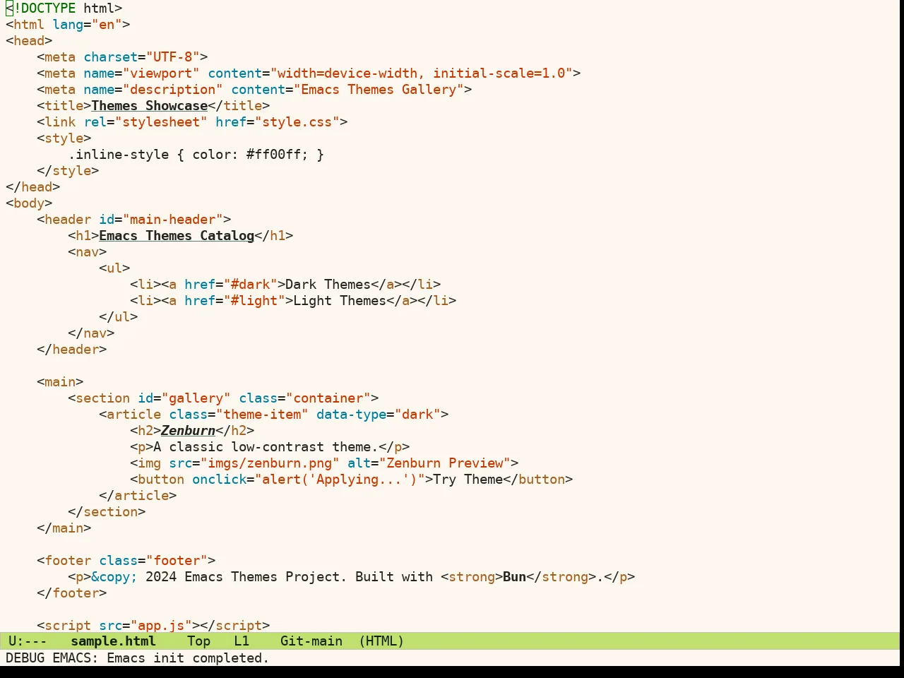 Ef Cyprus Theme in html-mode