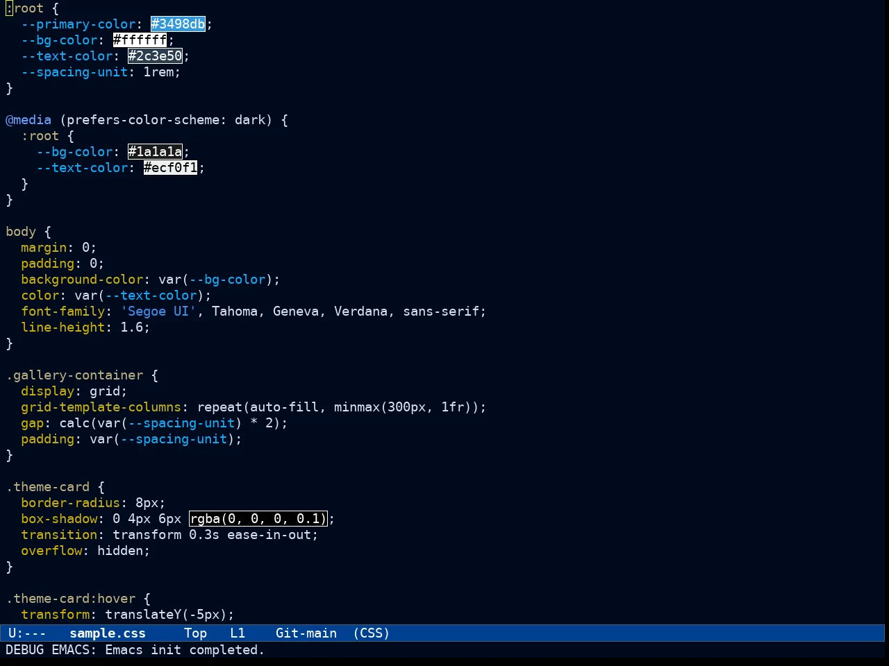 Ef Deuteranopia Dark Theme in css-mode