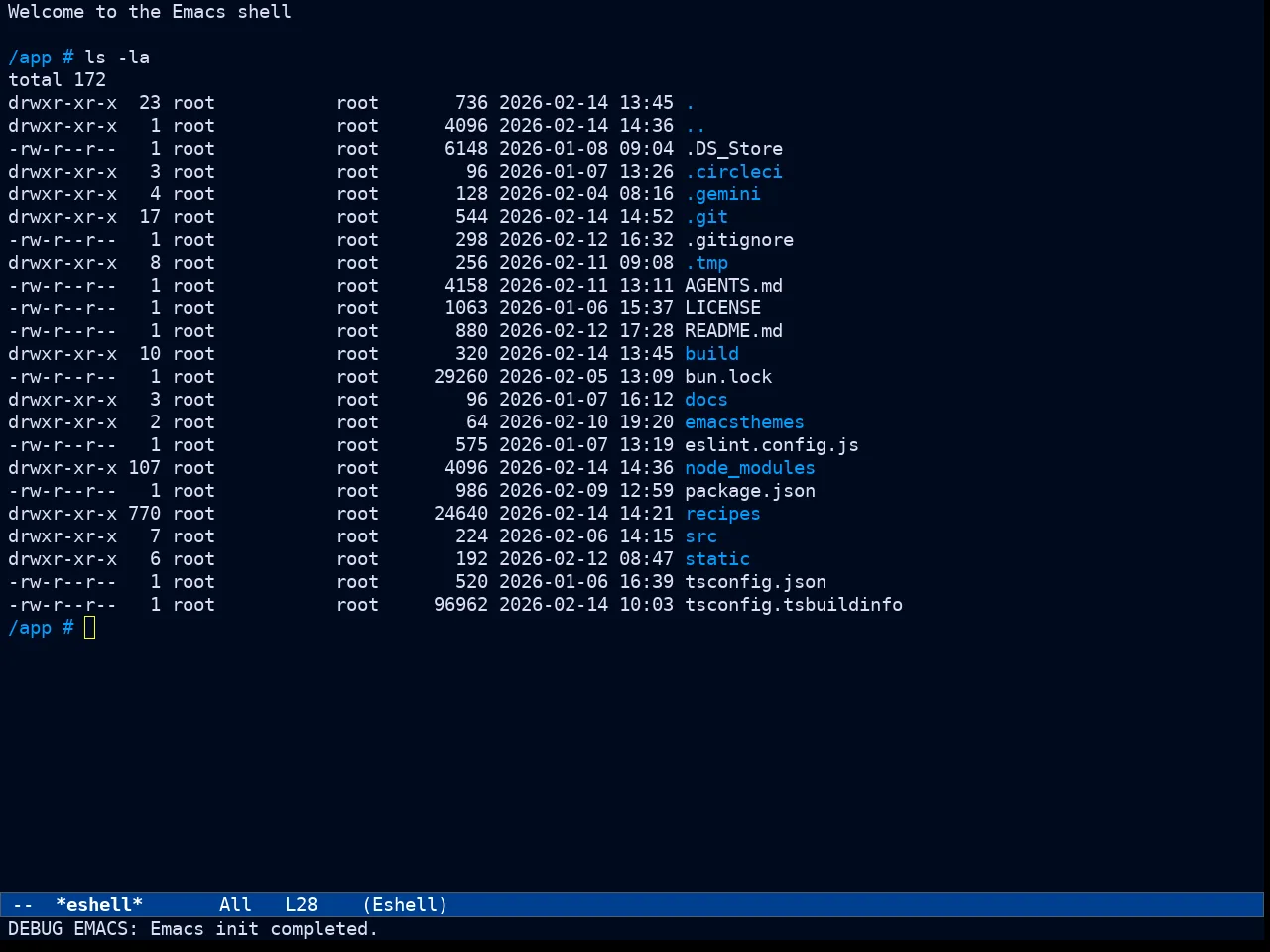 Ef Deuteranopia Dark Theme in eshell