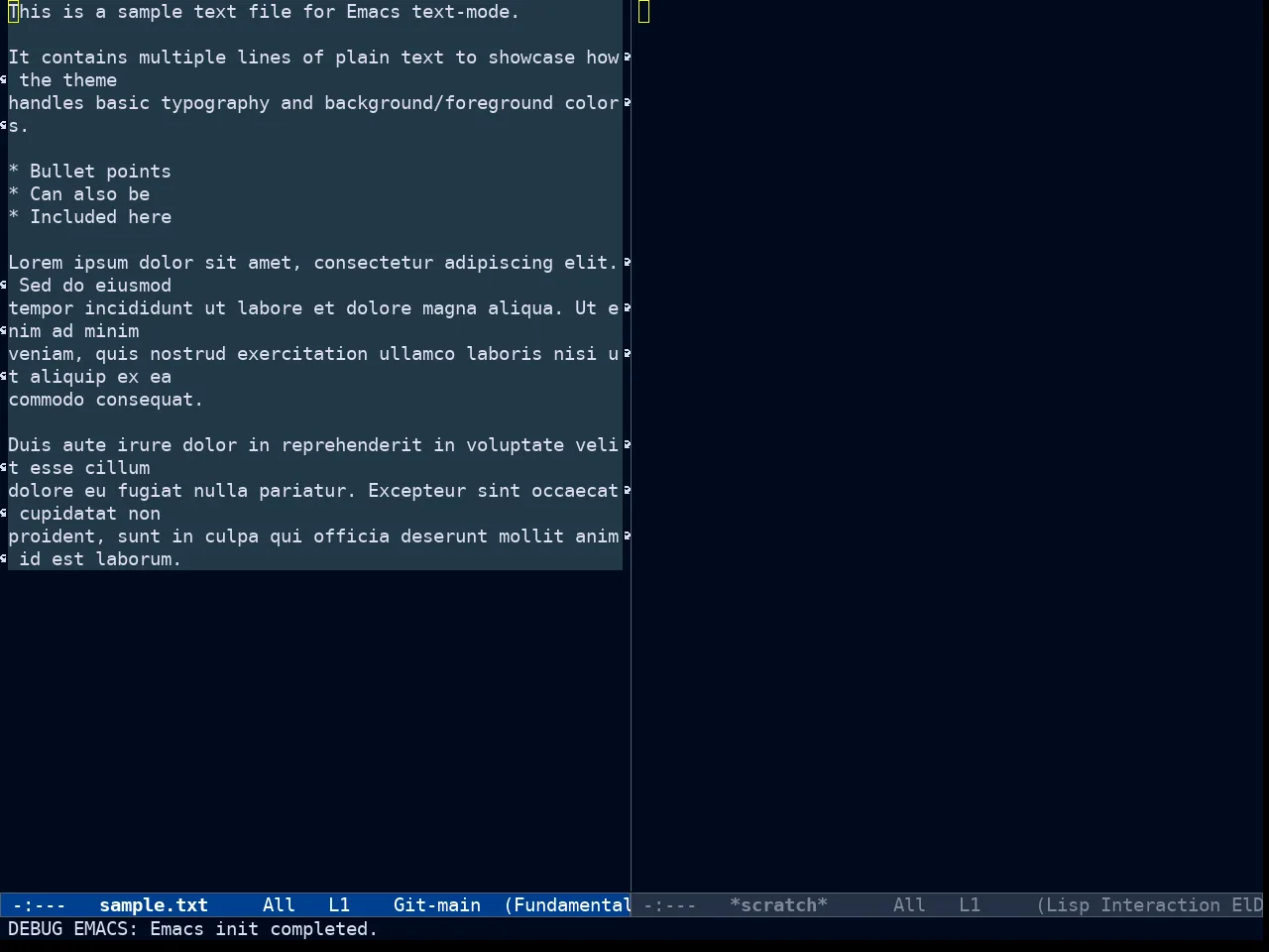 Ef Deuteranopia Dark Theme in fundamental-mode