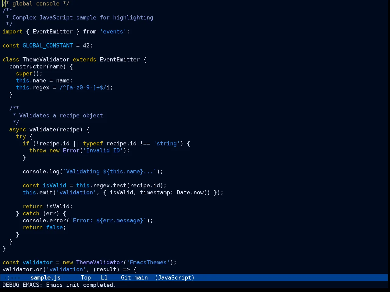Ef Deuteranopia Dark Theme in javascript-mode