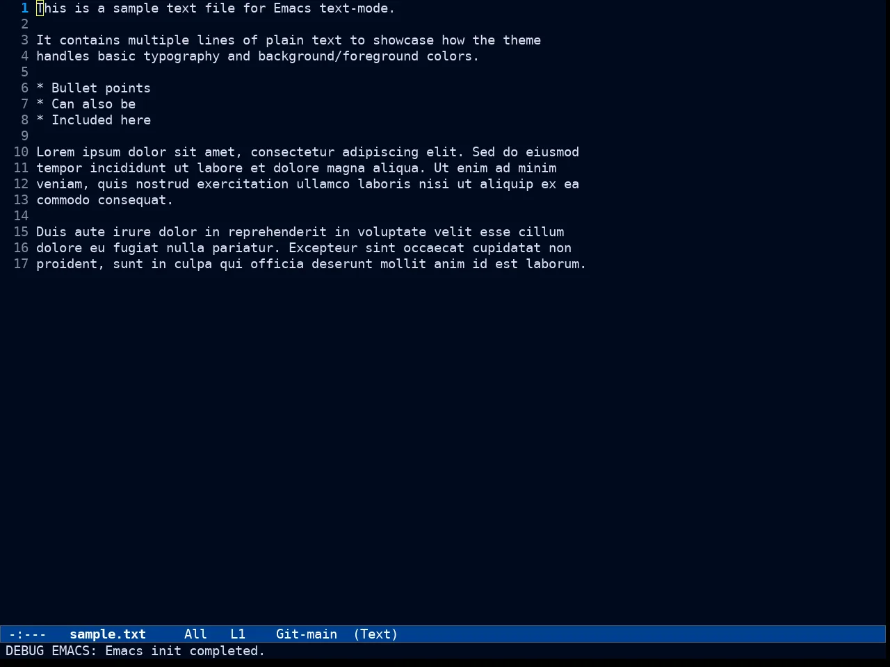 Ef Deuteranopia Dark Theme in text-mode