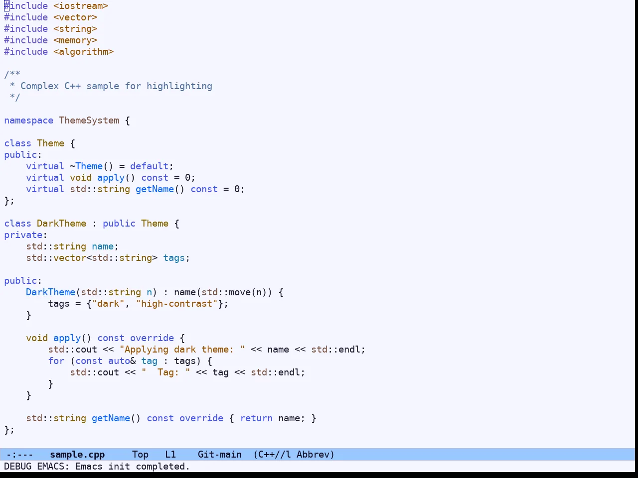 Ef Deuteranopia Light Theme in c++-mode