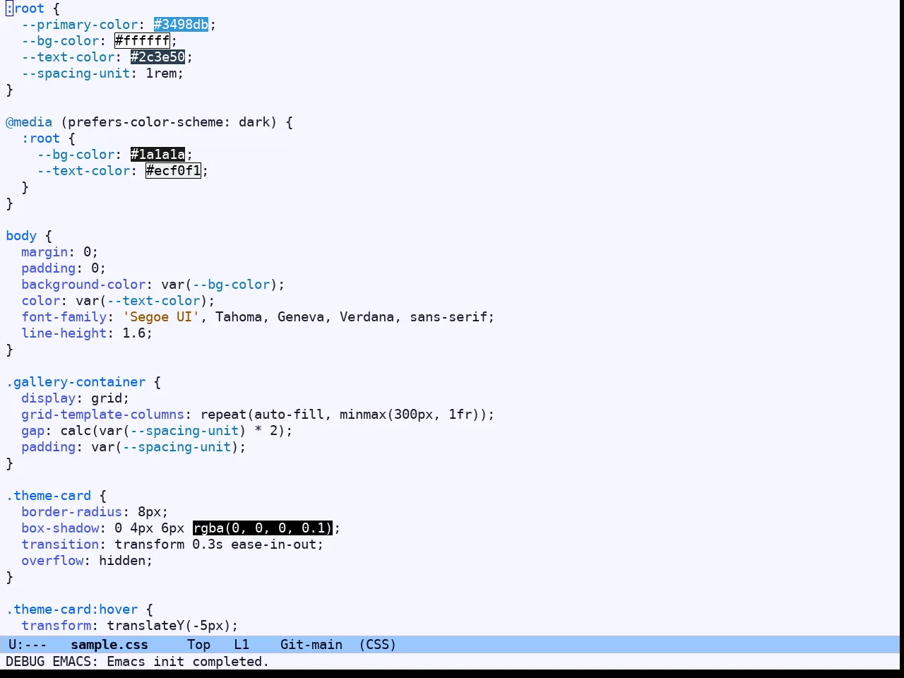 Ef Deuteranopia Light Theme in css-mode