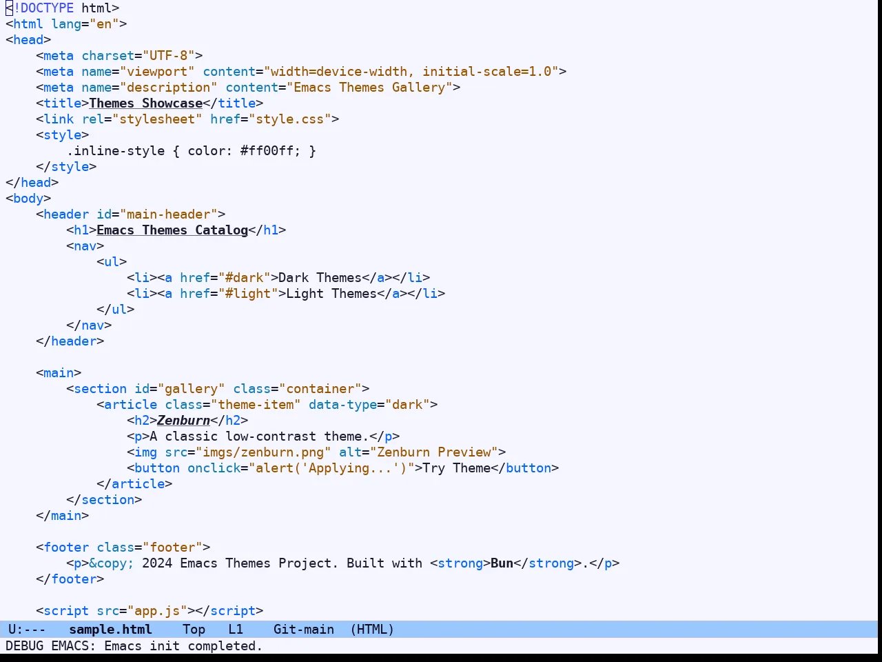 Ef Deuteranopia Light Theme in html-mode