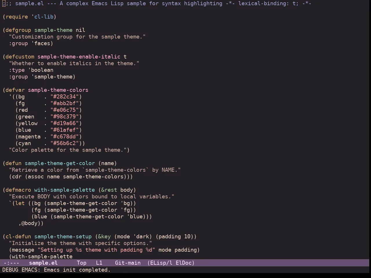 Ef Dream Theme in emacs-lisp-mode