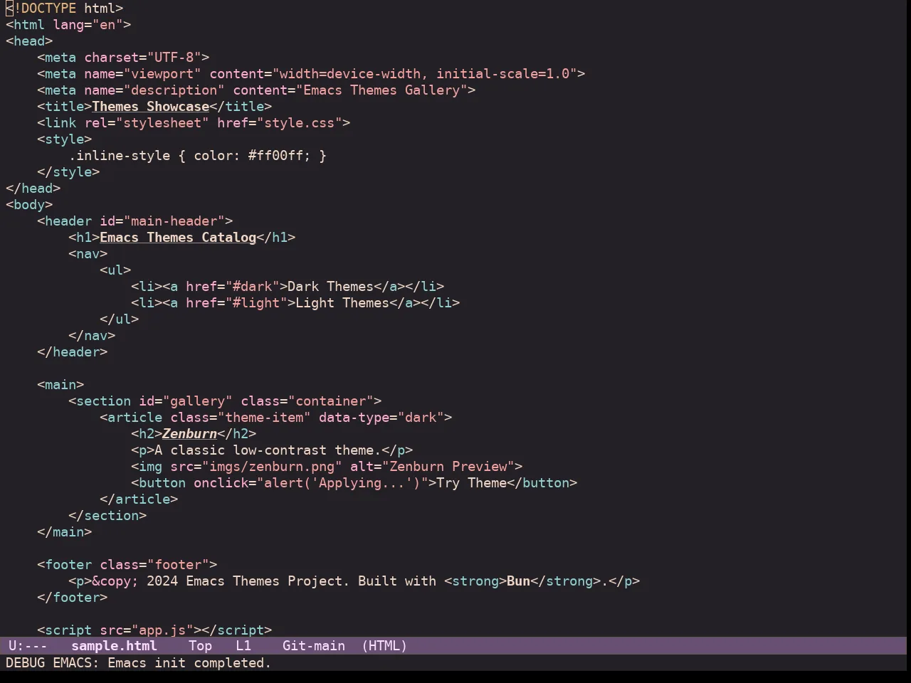 Ef Dream Theme in html-mode