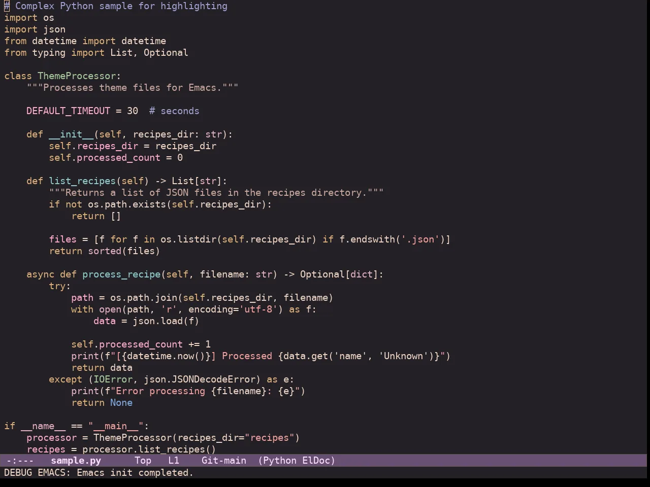 Ef Dream Theme in python-mode