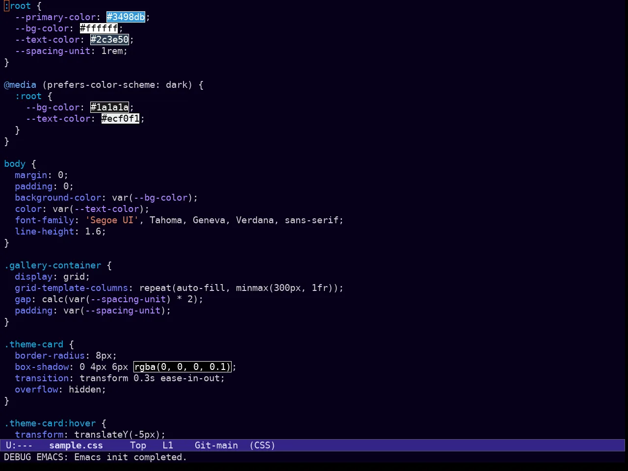 Ef Duo Dark Theme in css-mode
