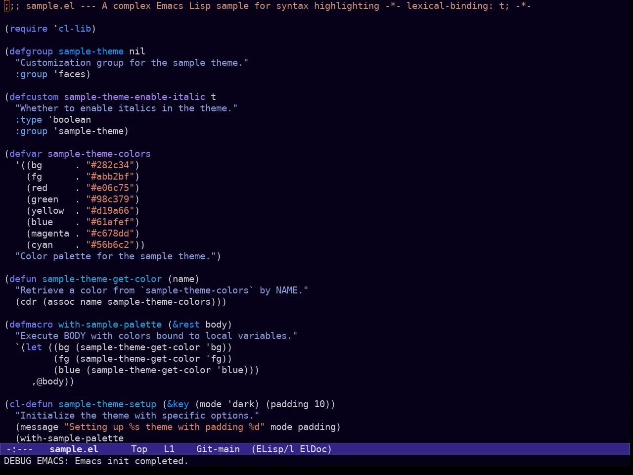Ef Duo Dark Theme in emacs-lisp-mode
