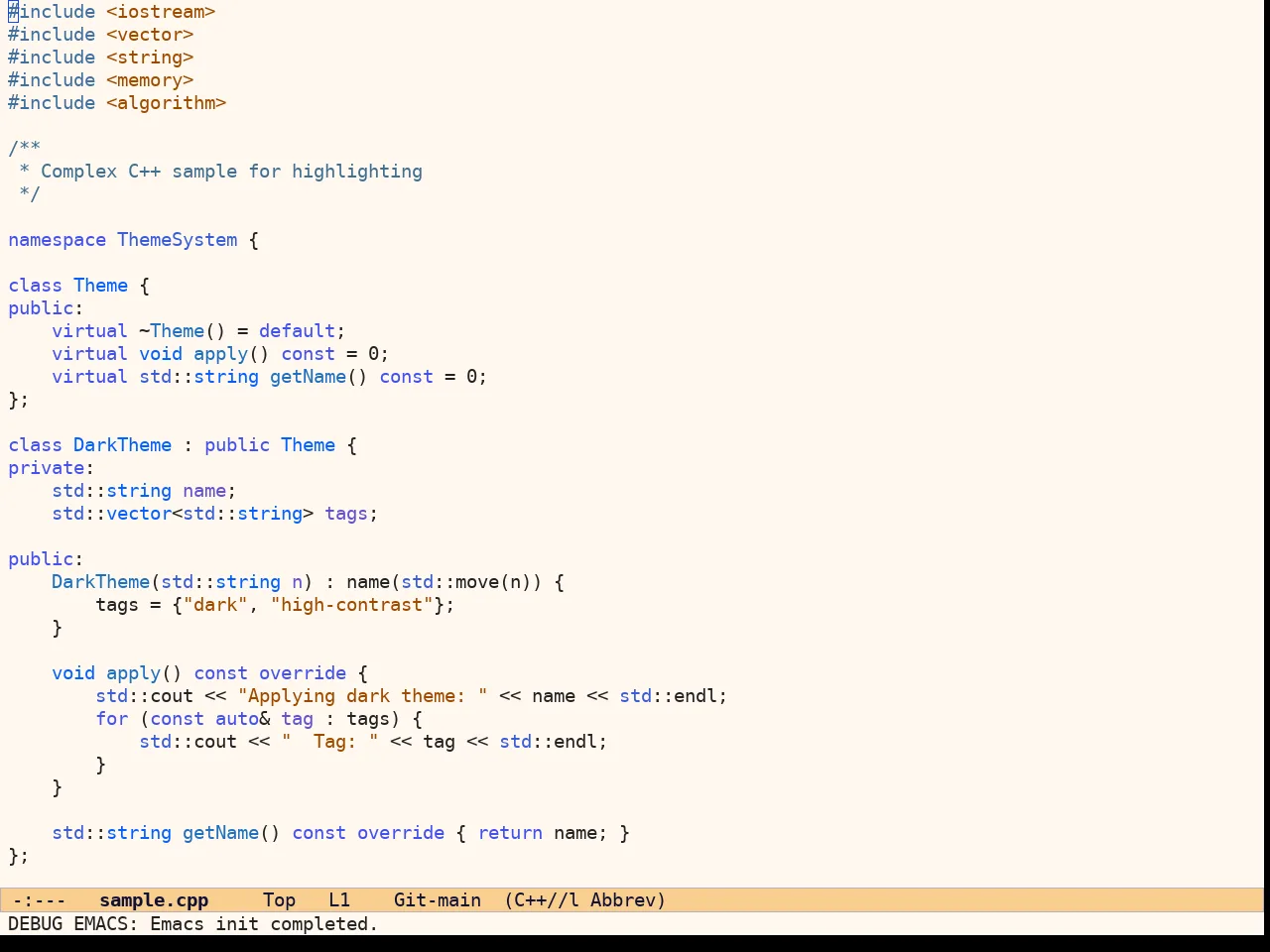 Ef Duo Light Theme in c++-mode