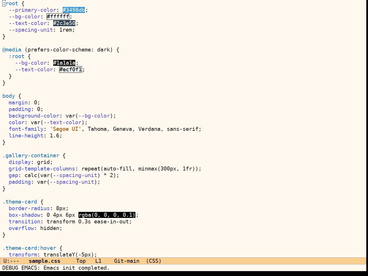 Ef Duo Light Theme in css-mode