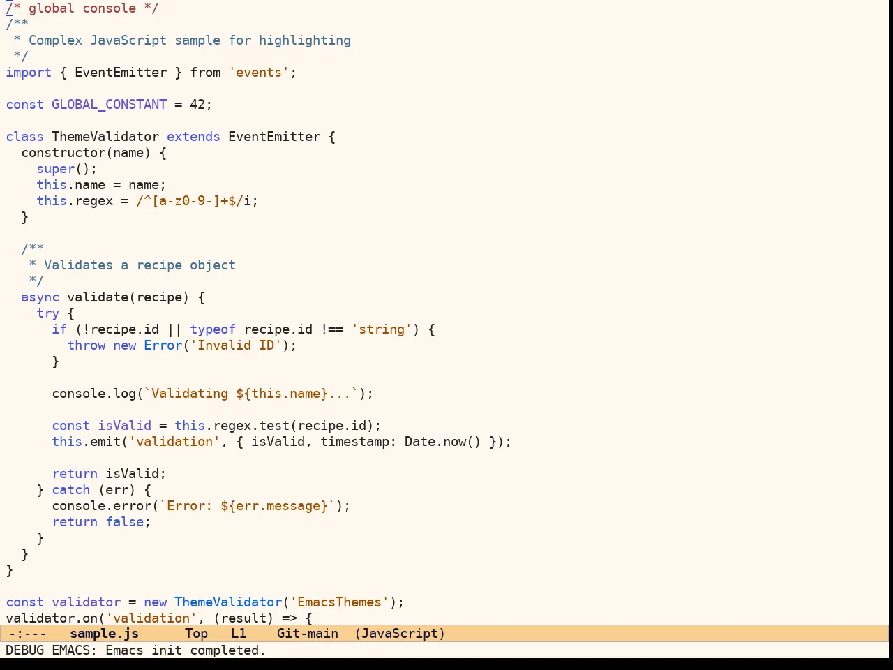 Ef Duo Light Theme in javascript-mode