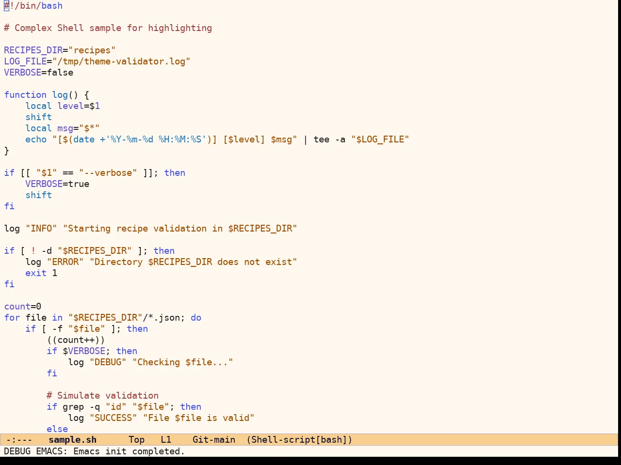 Ef Duo Light Theme in sh-mode