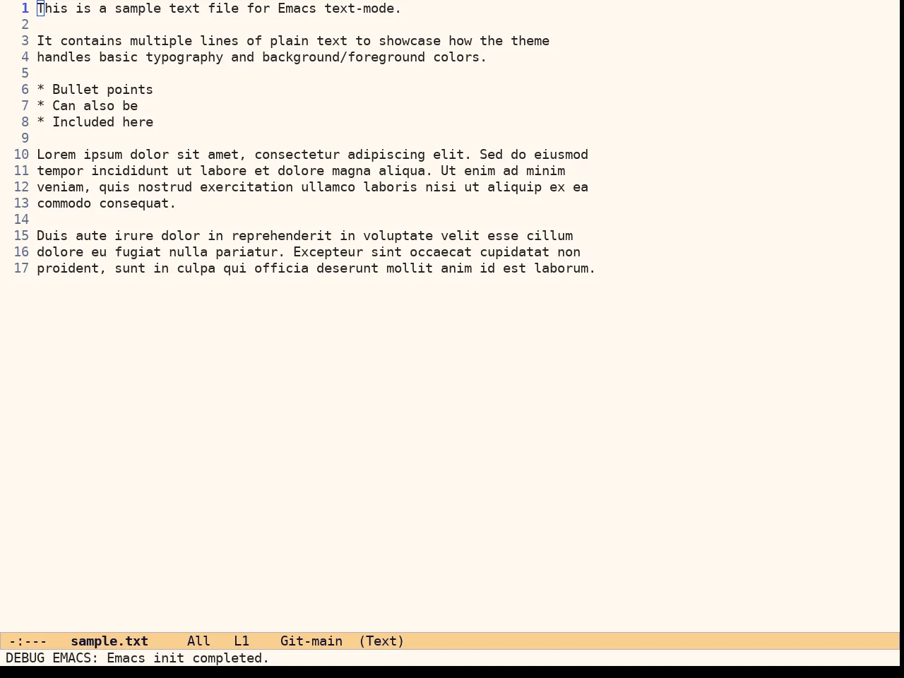 Ef Duo Light Theme in text-mode