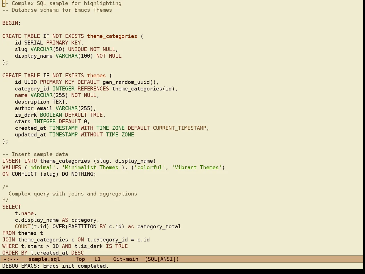 Ef Eagle Theme in sql-mode