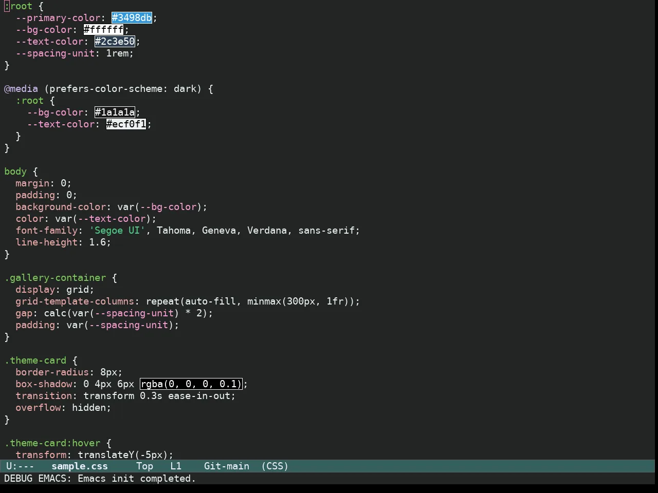 Ef Elea Dark Theme in css-mode