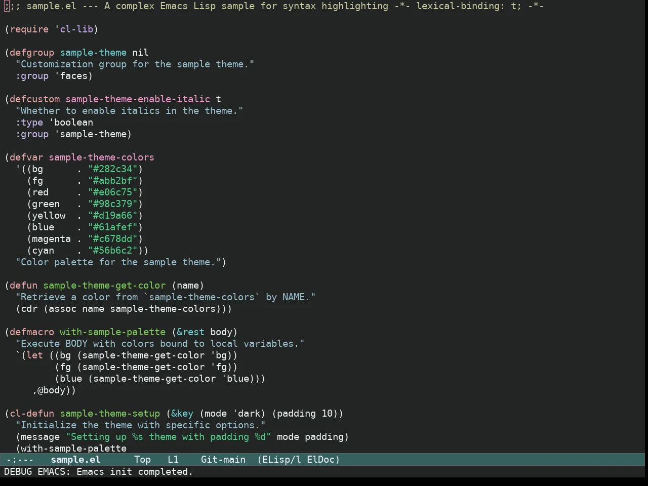 Ef Elea Dark Theme in emacs-lisp-mode