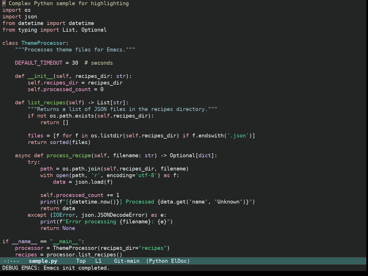 Ef Elea Dark Theme in python-mode
