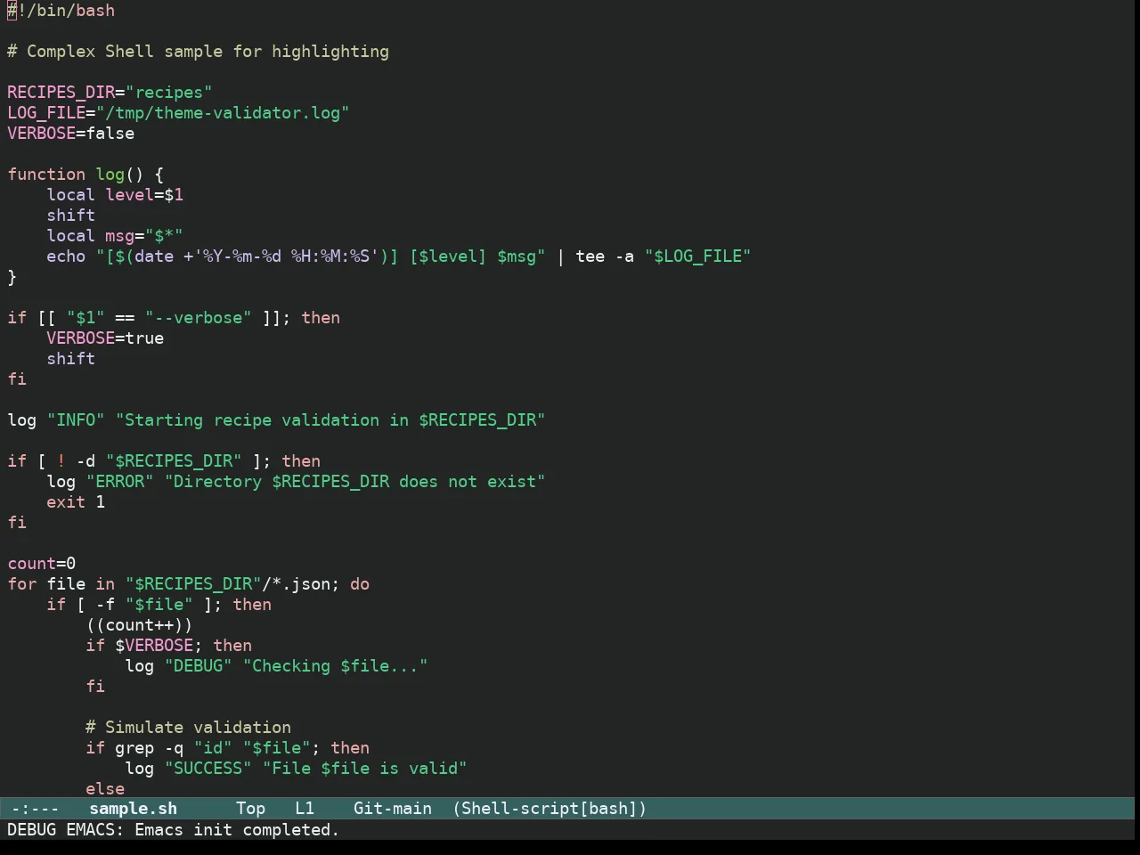 Ef Elea Dark Theme in sh-mode