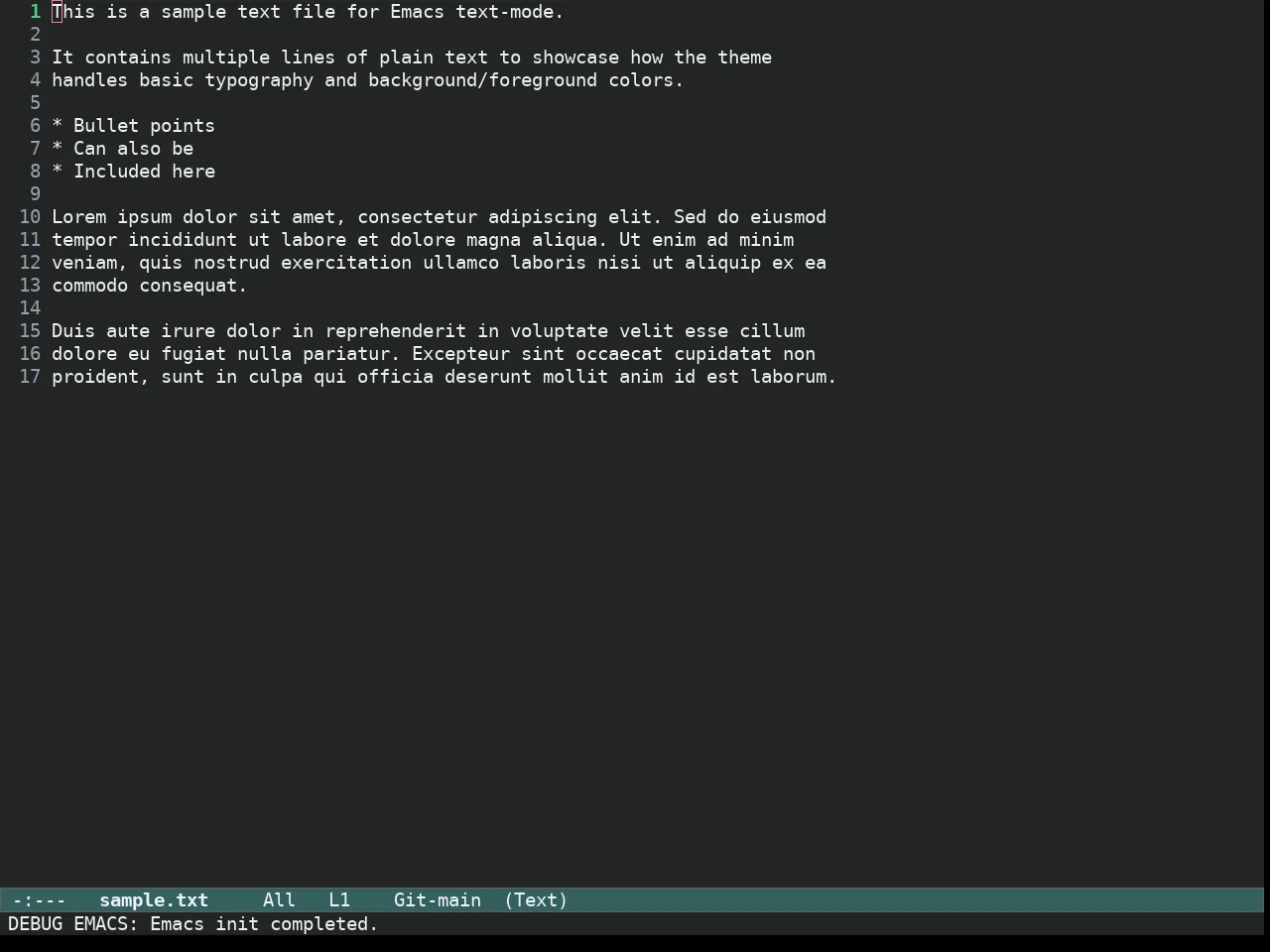 Ef Elea Dark Theme in text-mode