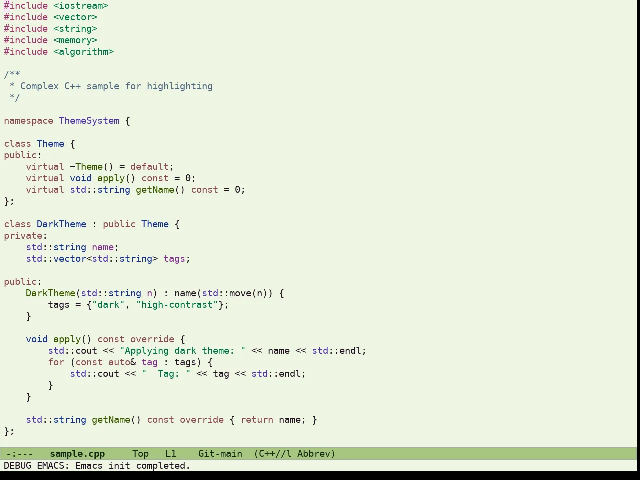 Ef Elea Light Theme in c++-mode