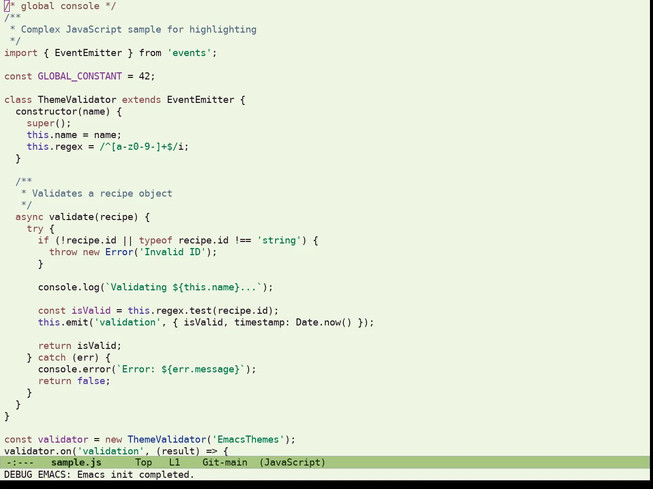 Ef Elea Light Theme in javascript-mode