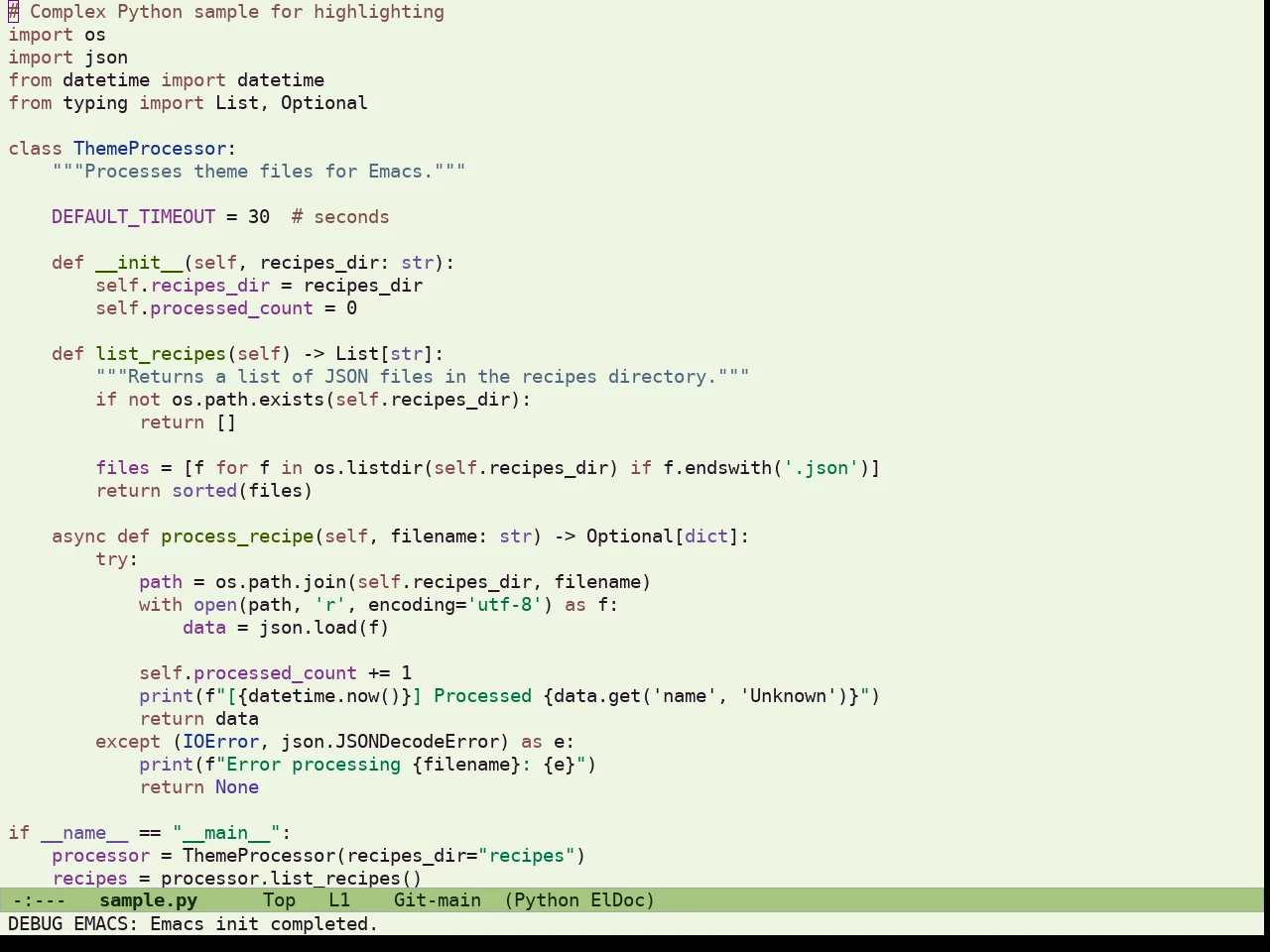 Ef Elea Light Theme in python-mode