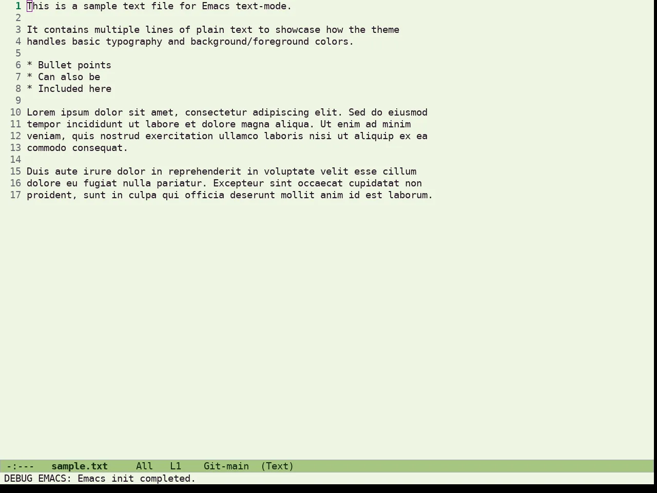 Ef Elea Light Theme in text-mode