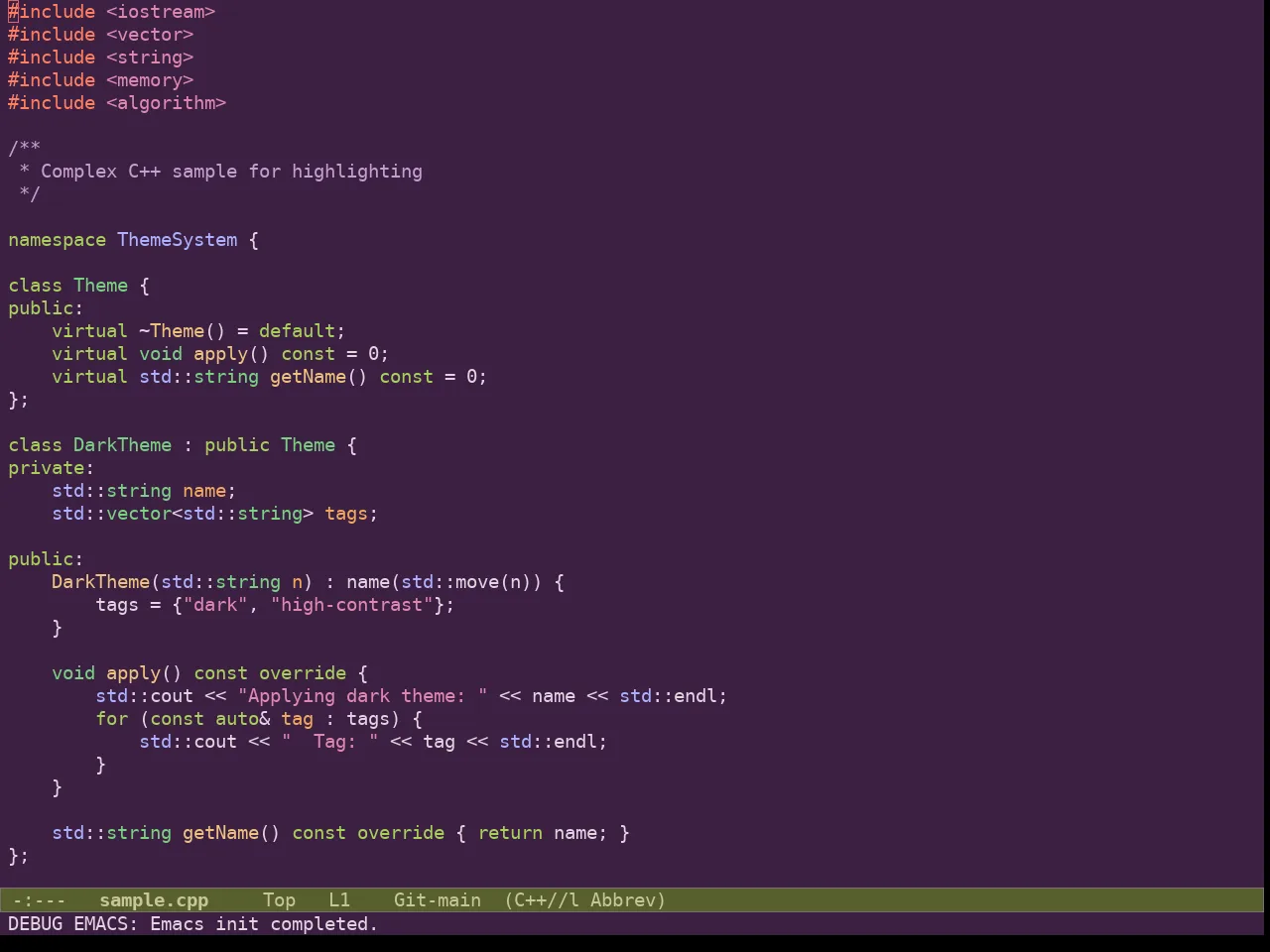 Ef Fig Theme in c++-mode