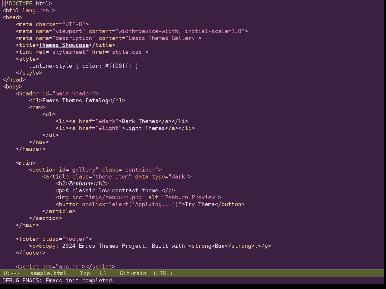 Ef Fig Theme in html-mode