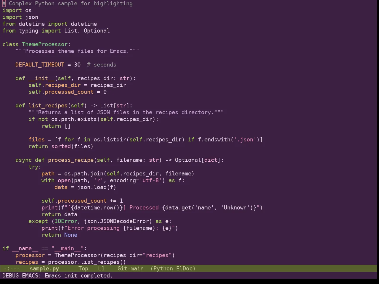 Ef Fig Theme in python-mode