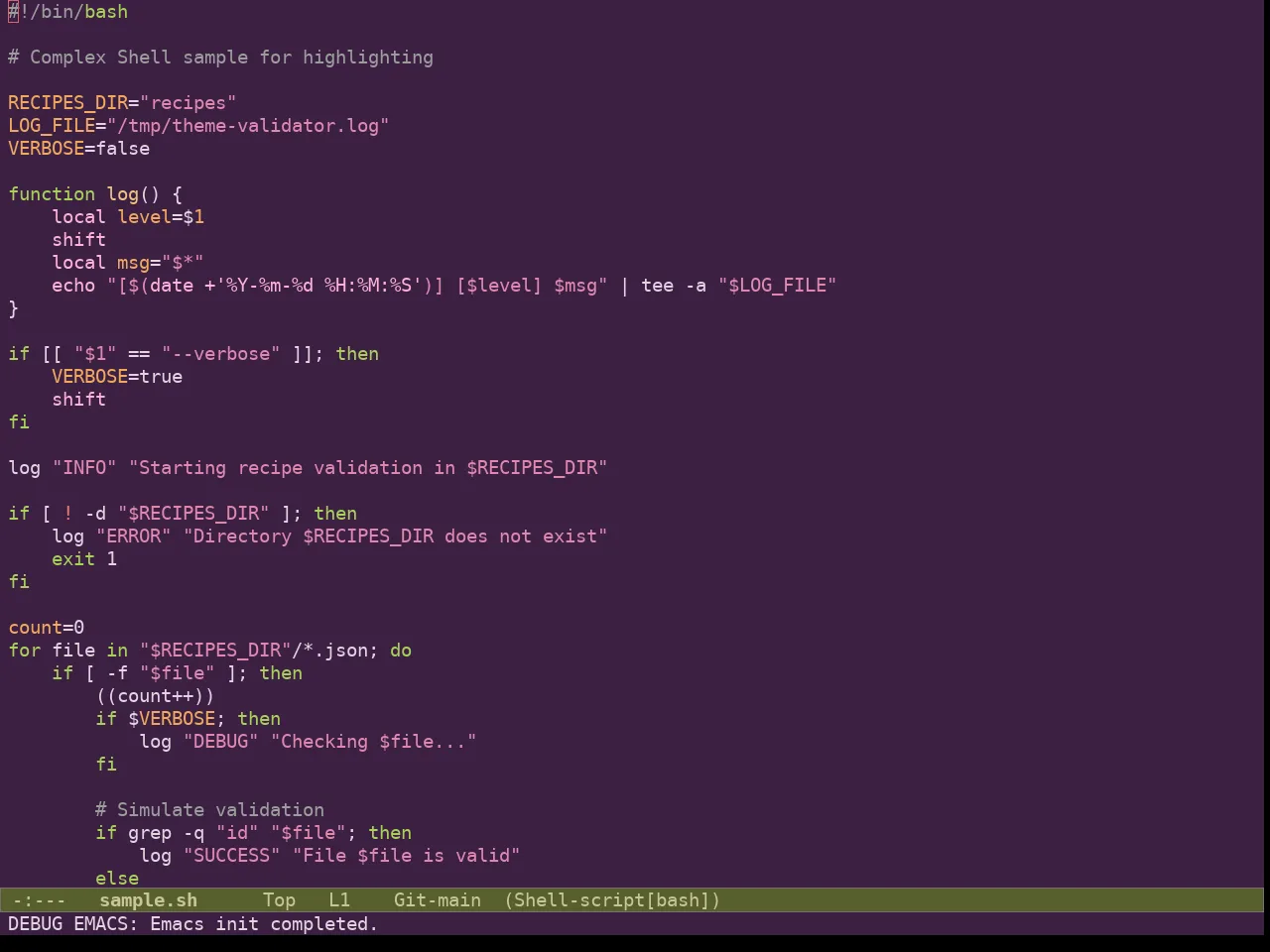 Ef Fig Theme in sh-mode