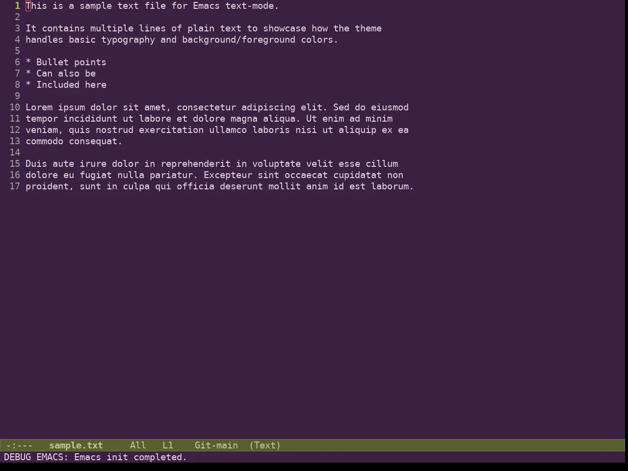 Ef Fig Theme in text-mode
