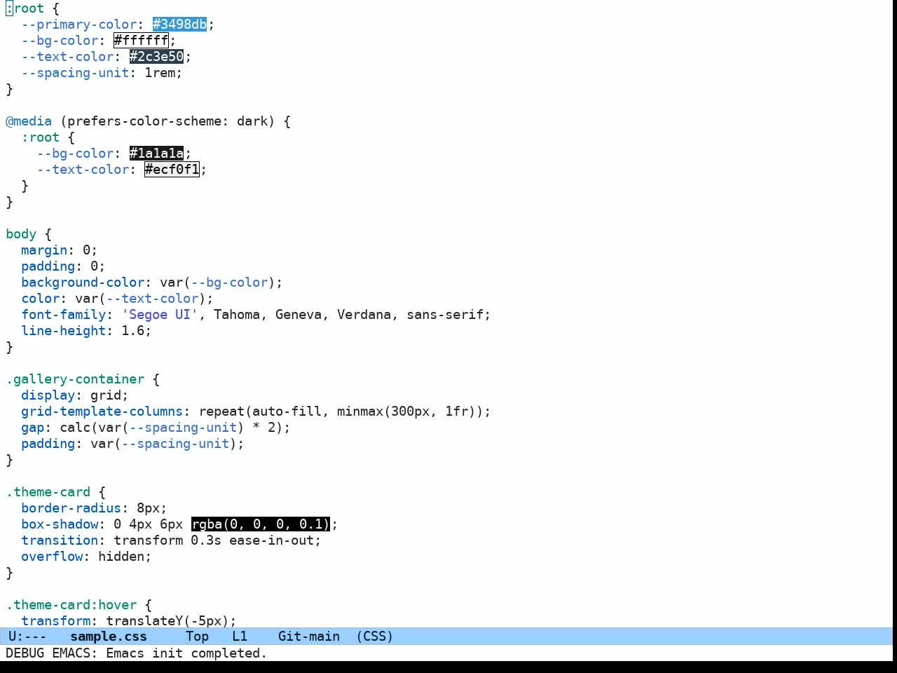 Ef Frost Theme in css-mode