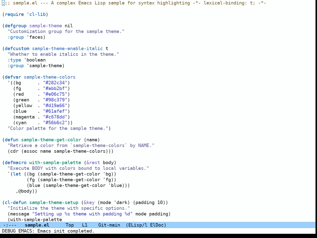 Ef Frost Theme in emacs-lisp-mode