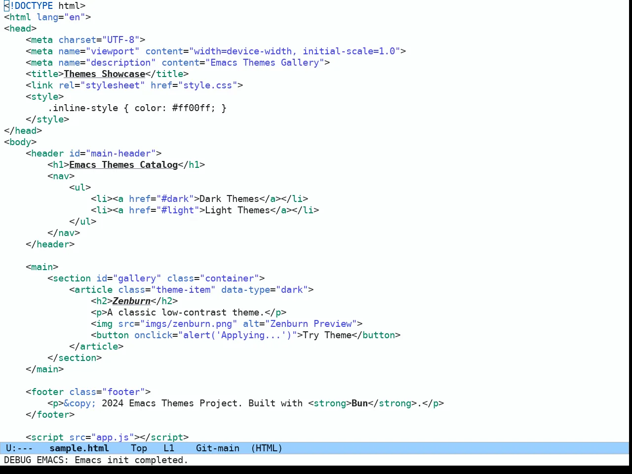 Ef Frost Theme in html-mode