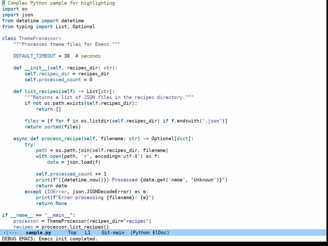 Ef Frost Theme in python-mode