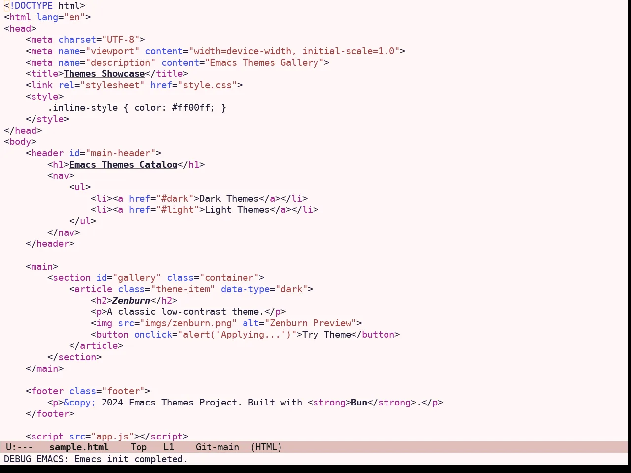 Ef Kassio Theme in html-mode