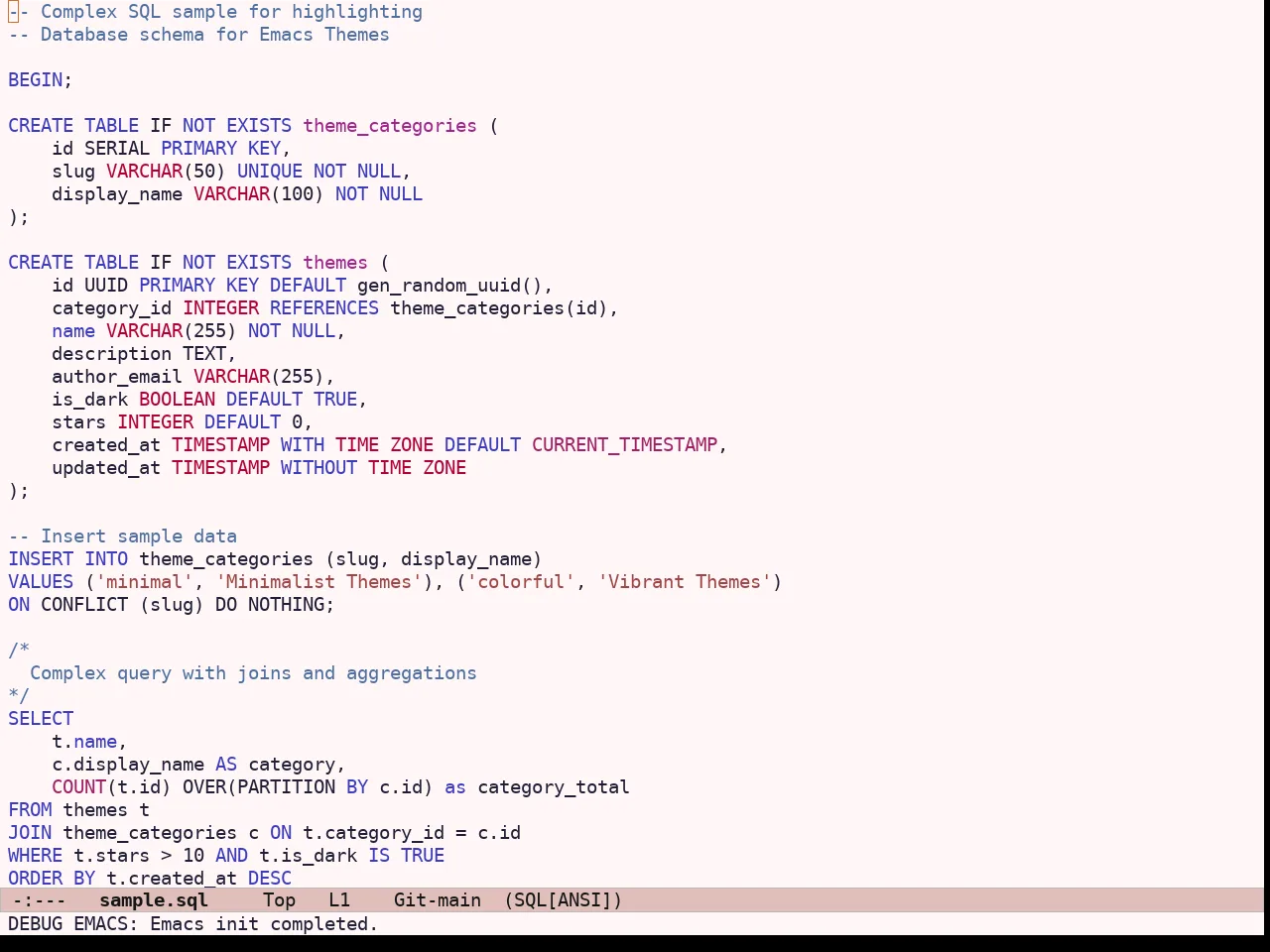 Ef Kassio Theme in sql-mode