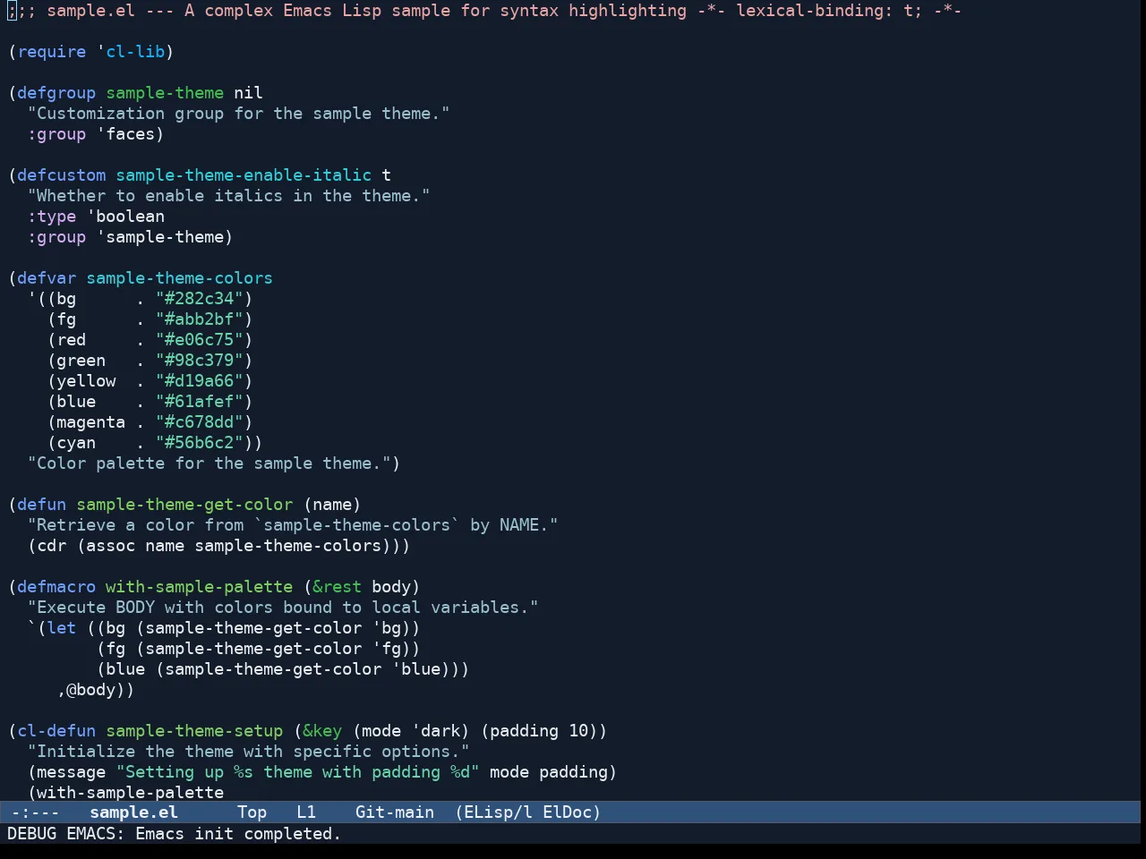 Ef Maris Dark Theme in emacs-lisp-mode