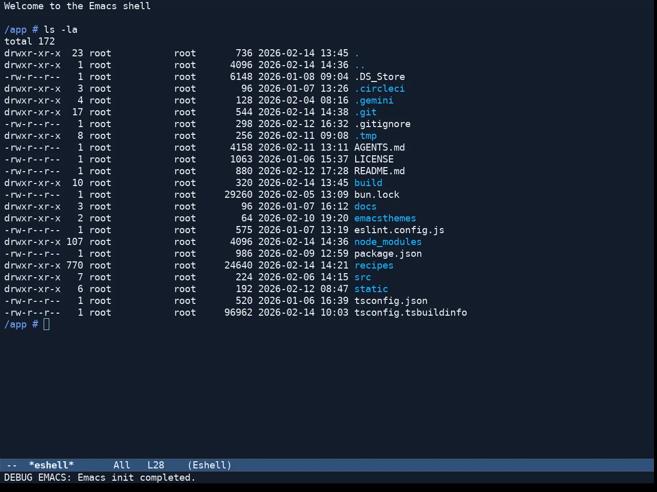 Ef Maris Dark Theme in eshell