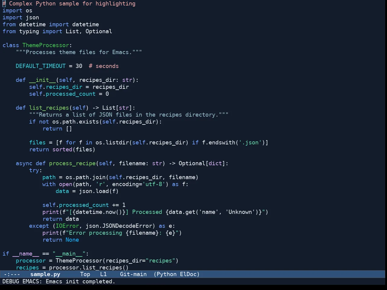 Ef Maris Dark Theme in python-mode