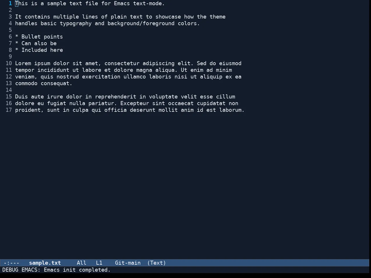 Ef Maris Dark Theme in text-mode